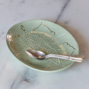 Grand plat de service ovale Empreinte mint gold (6736602726442)