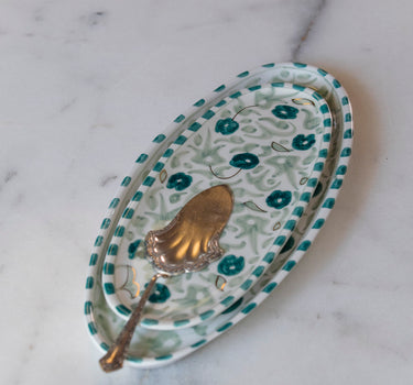 Plateau ovale Fleurs mint gold (9188664967487)