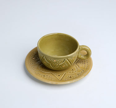 TASSE ANSE AVEC SOUCOUPE EMPREINTE KAKI GOLD (14979003613567)