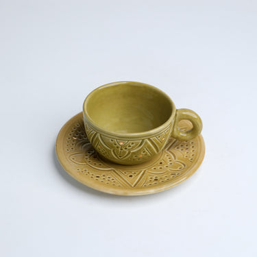 TASSE ANSE AVEC SOUCOUPE EMPREINTE KAKI GOLD (14979003613567)