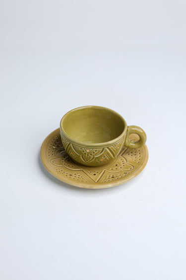 TASSE ANSE AVEC SOUCOUPE EMPREINTE KAKI GOLD (14979003613567)