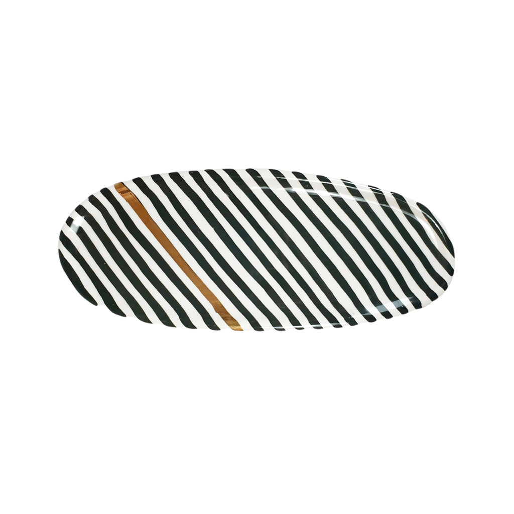 ASSIETTE LONGUE RAYE NOIR GOLD (6645181153322)