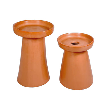 DUO BOUGEOIR PIEDESTALE TADELAKT TERRACOTTA (6901233352746)