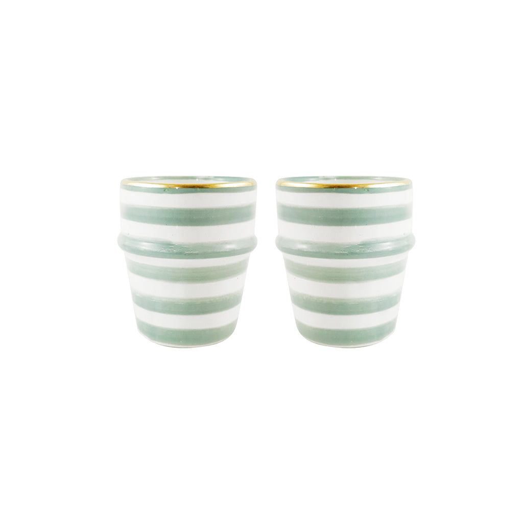 2 TASSES À CAFÉ CÉRAMIQUE VERT AMANDE GOLD (1551653142551)