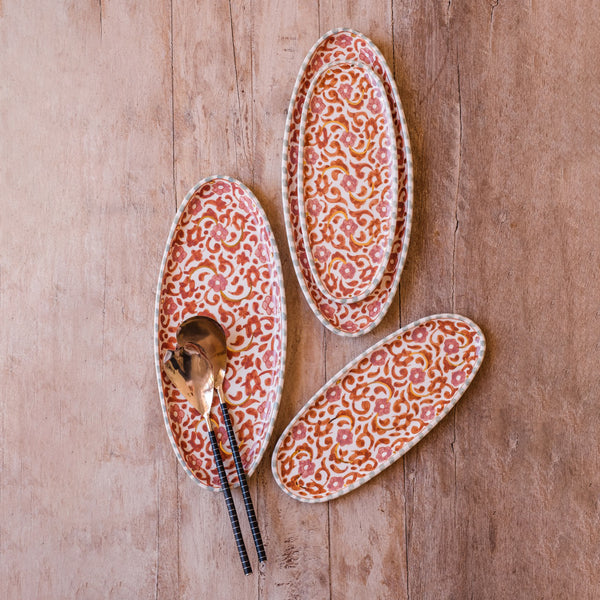 ASSIETTE LONGUE FLEURS MULTICOULEUR GOLD (6620725477418)