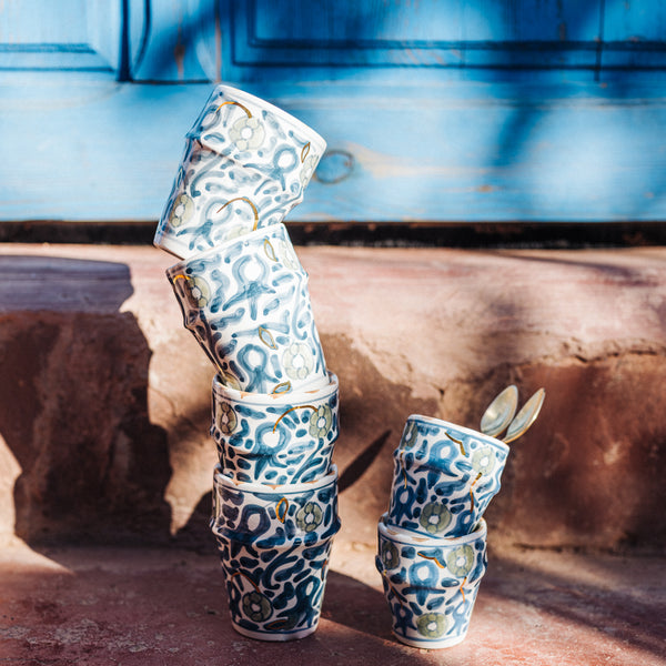 Tasse à café Fleurs Bleu Stone gold (8096386122047)
