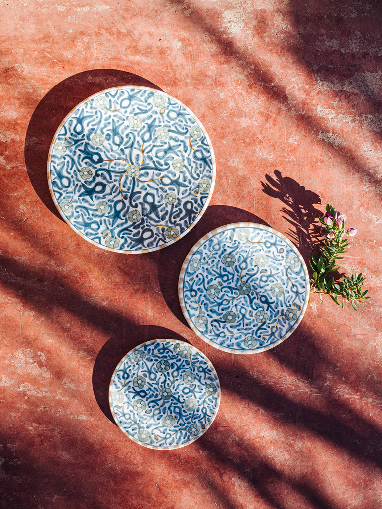 Assiette fleur multi bleu gris gold (8039091503423)