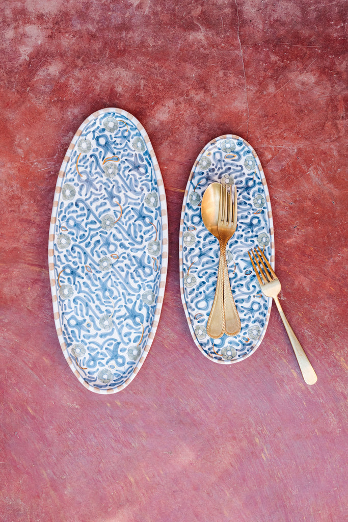 Plat long fleur bleu gris gold (8038967148863)