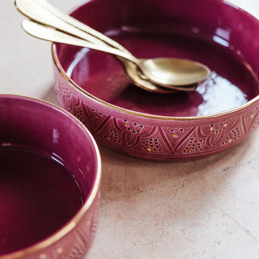 Bol. saladier et plat droit empreinte aubergine gold (8046851522879)
