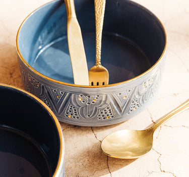 Bol. saladier et plat droit empreinte bleu gris gold (8048652845375)