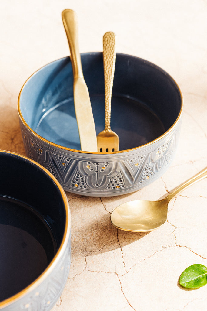 Bol, saladier et plat droit empreinte bleu gris gold (8048652845375)
