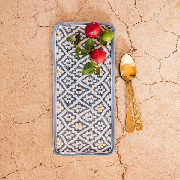Plateau long rectangulaire fassia bleu gris gold (8039684768063)