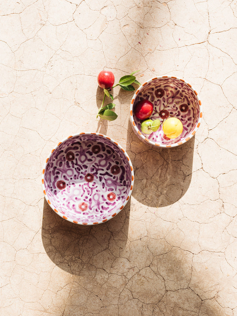 Bol, saladier et plat droits Fleurs lilas gold (8279481712959)