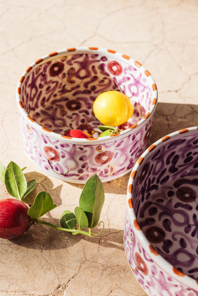 Bol, saladier et plat droits Fleurs lilas gold (8279481712959)