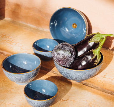 BOLS ET SALADIER EMPREINTES BLEU GRIS GOLD (6901395619882)