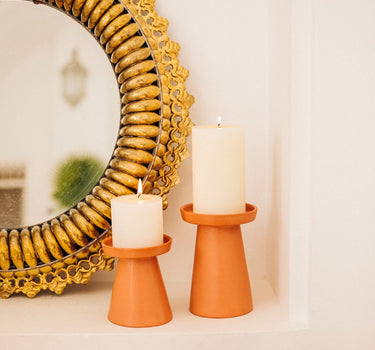 DUO BOUGEOIR PIEDESTALE TADELAKT TERRACOTTA (6901233352746)