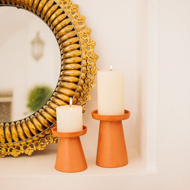 DUO BOUGEOIR PIEDESTALE TADELAKT TERRACOTTA (6901233352746)
