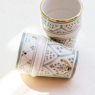 2 TASSES BELDI CÉRAMIQUE VERT AMANDE GOLD (1551651831831)
